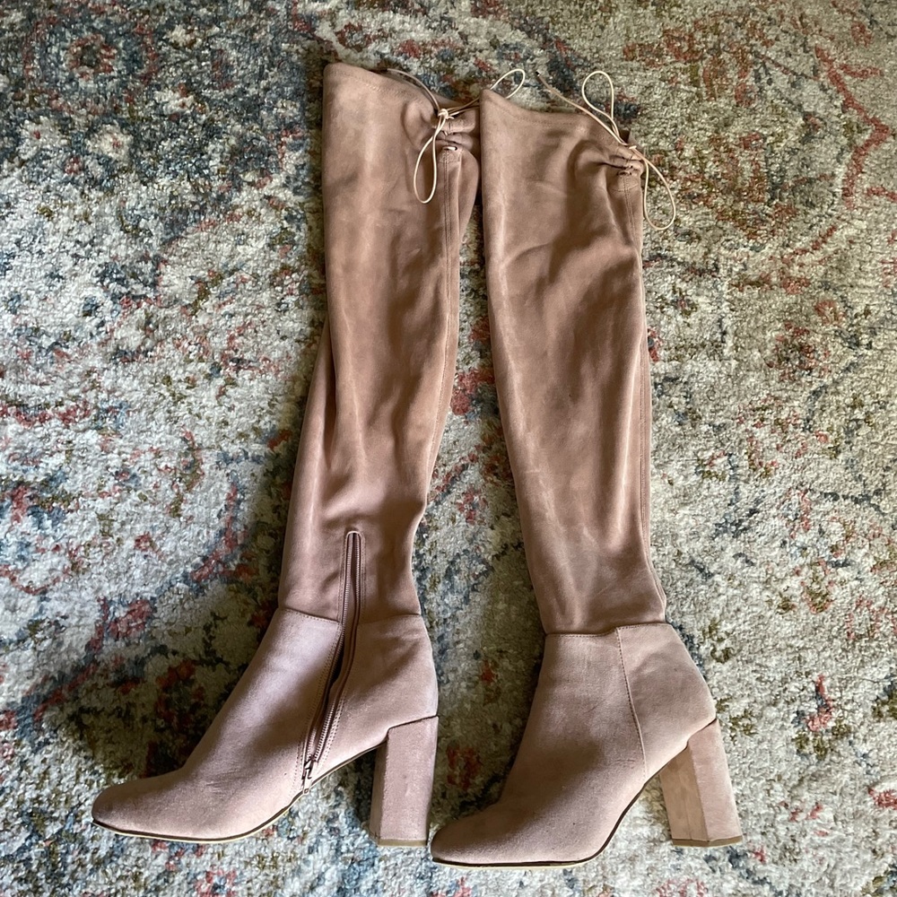 Pink Suede Chinese Laundry Knee High Boots only worn once size 10